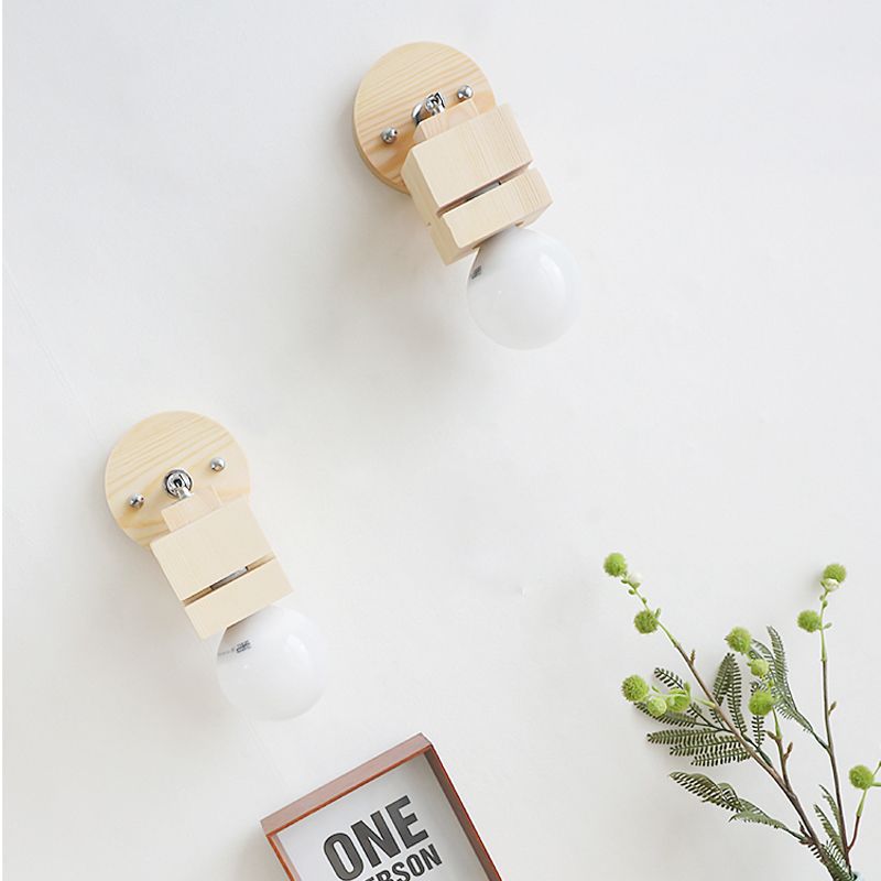 Bulbe de paroi de l'ampoule Appiculture moderniste bois 1 lampe à paroi rotatif de la tête de chambre à coucher