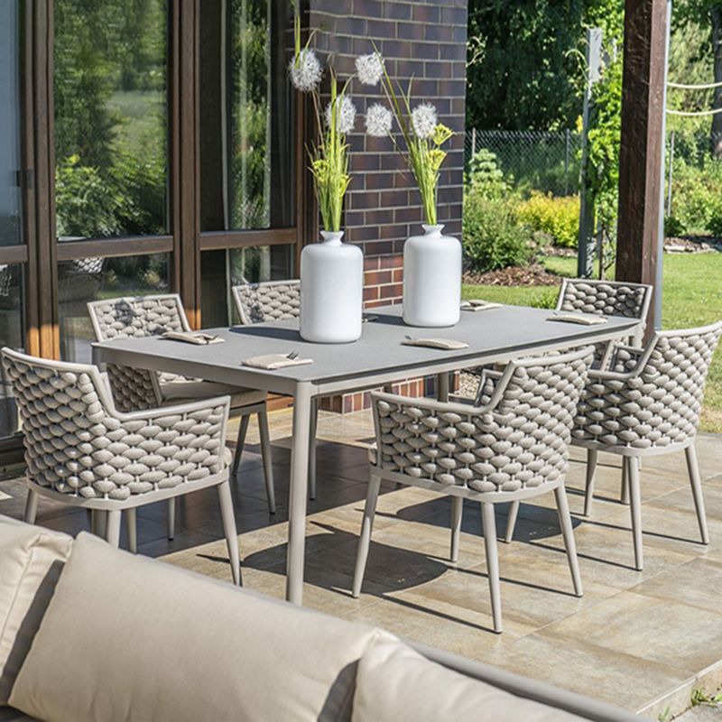 Rectangle Stone 1/7/9 Pcs Dining Set Outdoor Industrial Furniture