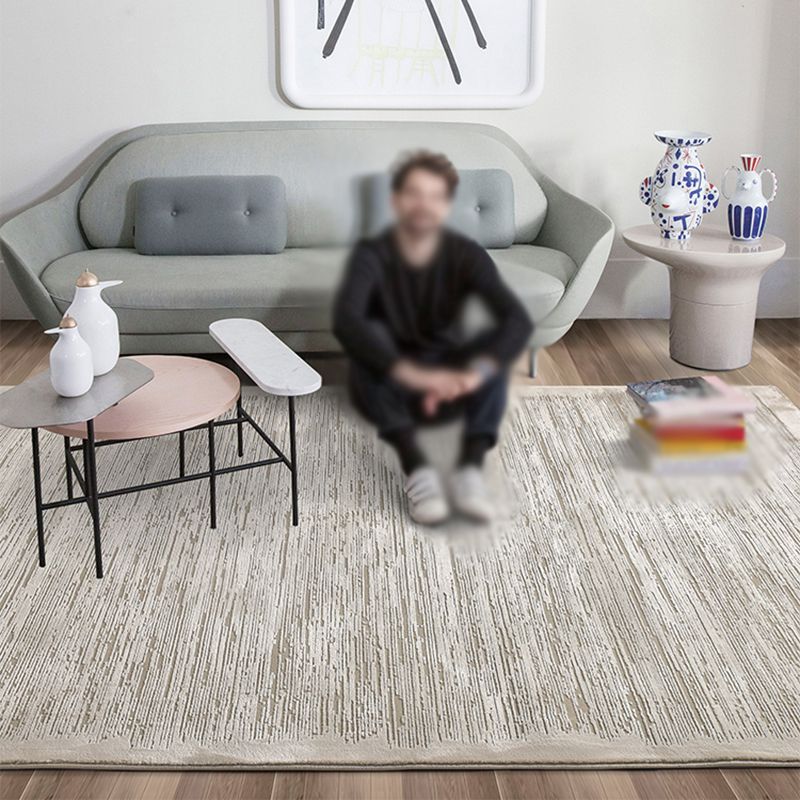 Simple Apricot Modern Rug Polyester Solid Color Area Rug Non-Slip Rug for Living Room