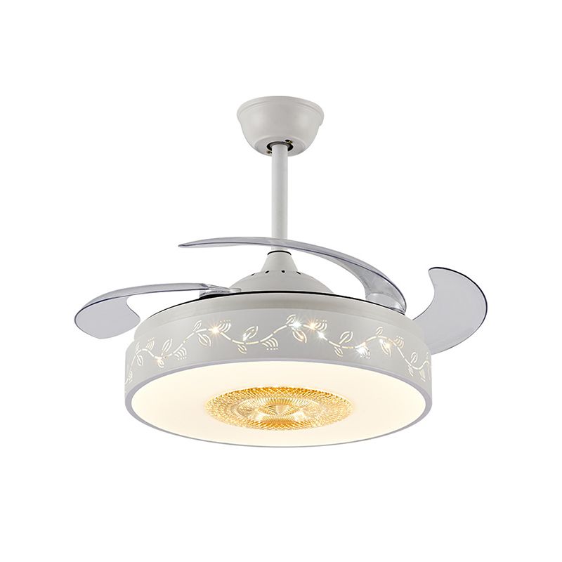 42 "" White White Semi-mont LEGLING MOTEMENT LED LED MODERNISME PENDANT LAMPE FAN AVEC COMMANDE RÉTOCUSE / MUR, 4 PLACES CERTAINES