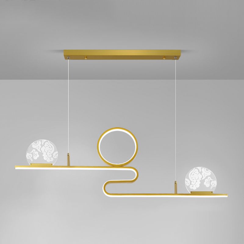 Luces de isla de forma lineal de estilo moderno metal de metal accesorios de iluminación colgante de 4 luces