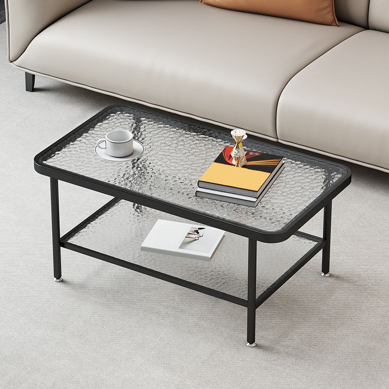 Glass-Topped Cocktail Table Rectangular Coffee Table for Living Room