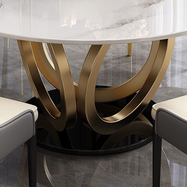 Glam Restaurant Sintered Stone Table Round Pedestal Dining Table