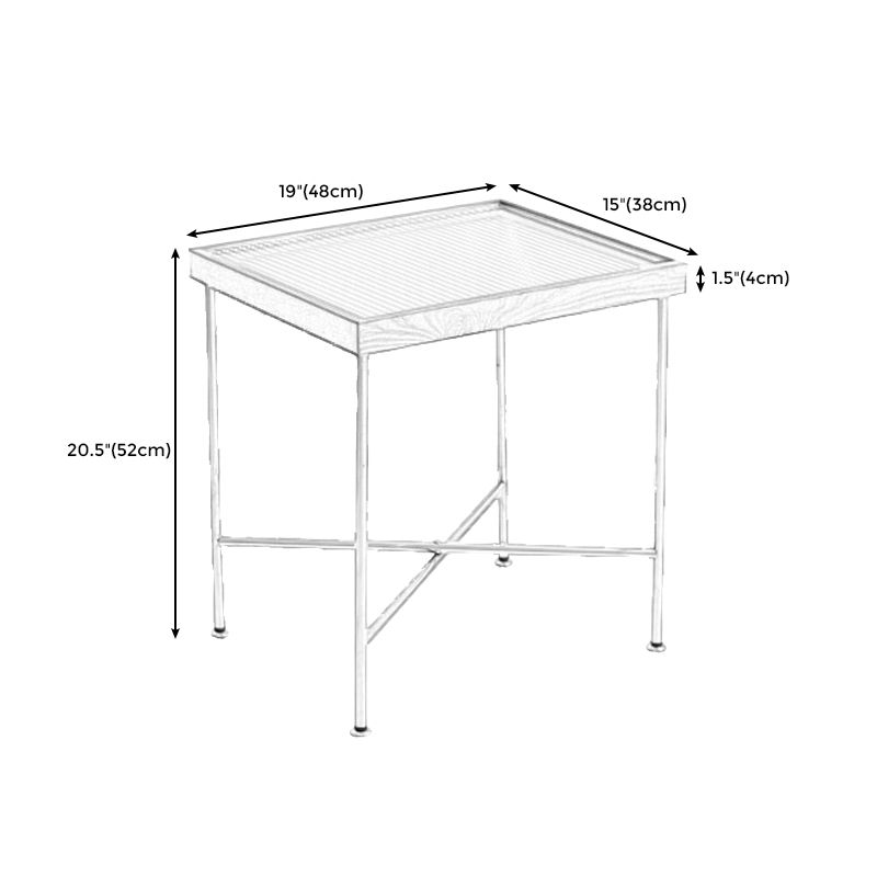 Scandinavian Glass Coffee Table with Wood Accents Cross Legs Cocktail Table