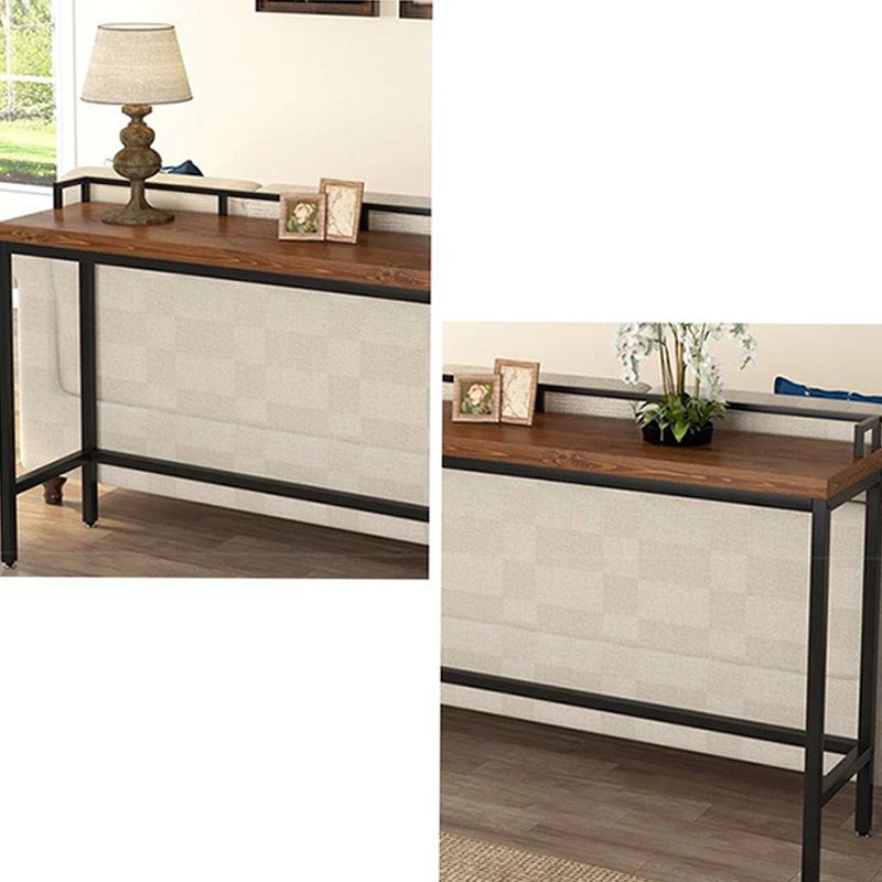 Rectangular Bar Height Table Wood Top Bistro Bar Table with Trestle Base