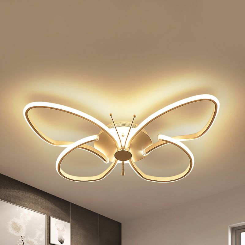 Acrylic Butterfly Ceiling Light Contemporary Flush Mount Light in White for Nursing Room