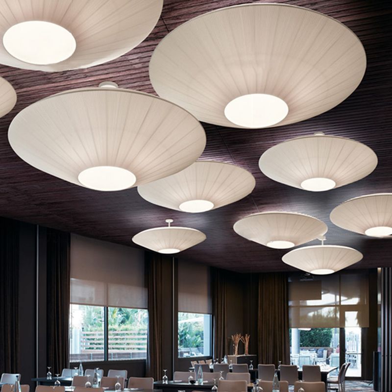 Fabric Geometric Flush Ceiling Light Modern 1 Light Flush Light Fixtures in White