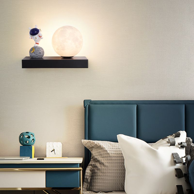 Modern Metal Wall Sconce Ball Shape Wall Light with PLA Shade for Bedroom