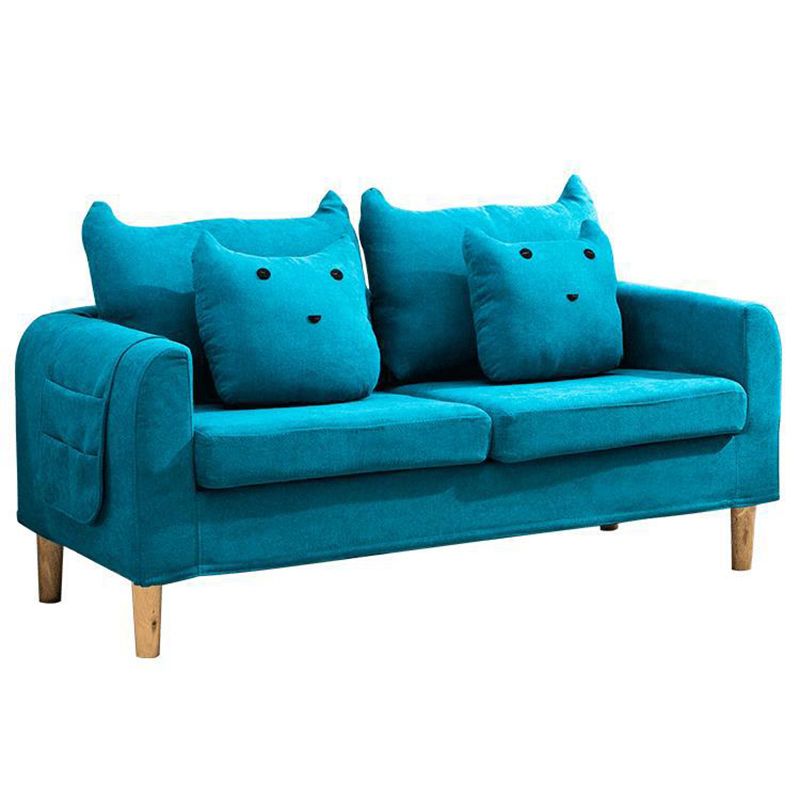 Velvet Square Arm Sofa Slipcovered Loose Back Loveseat with Storage