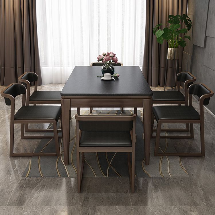 Sintered Stone Dining Table Mid-Century Modern Style 4 Legs Base Table for Dining Room