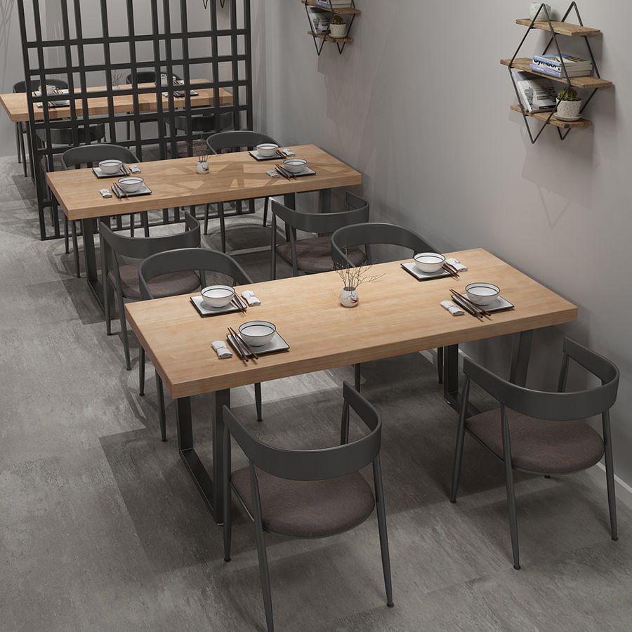 Industrial Style Solid Wood Dining Table Brown Rectangle Table with Sled Base for Dinning Room