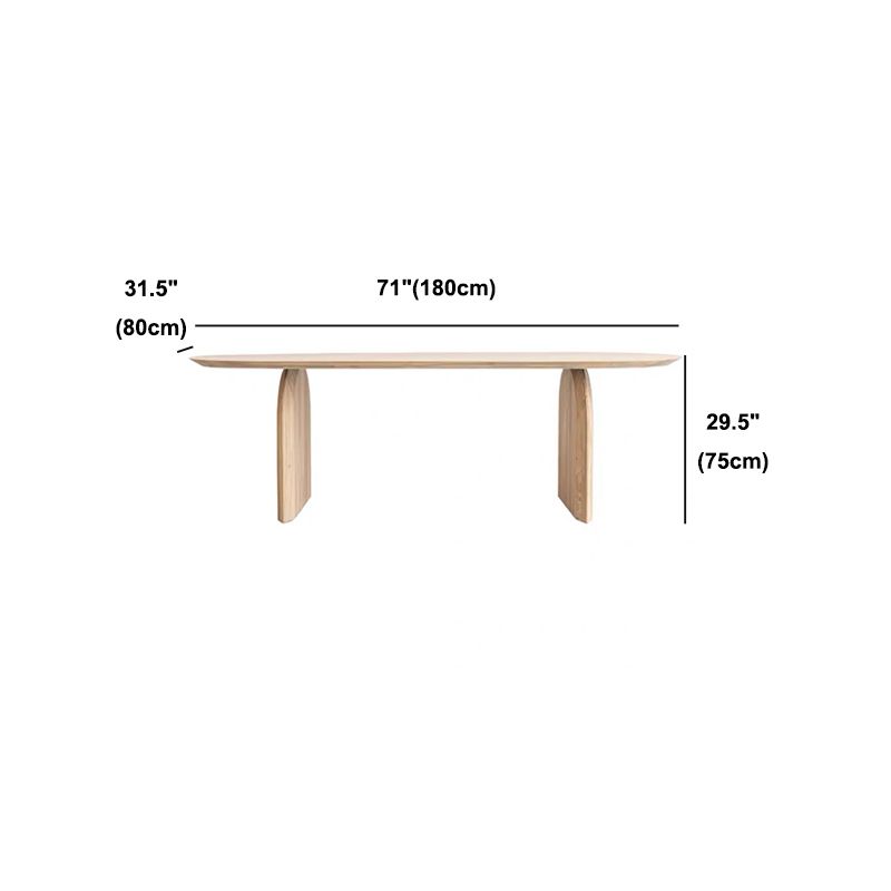 Contemporary Style Dining Table Oval Solid Wood Natural Dinette Table for Home Kitchen