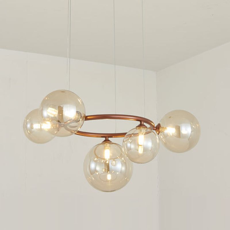 Blown Glass Globe Chandelier Modern Stylish Dining Room Hanging Light