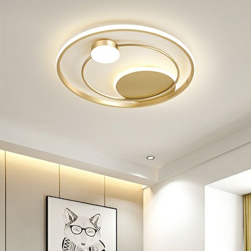 Minimalist Led Surface Mount Ceiling Light Gold Circular Flushmount with Acrylic Shade