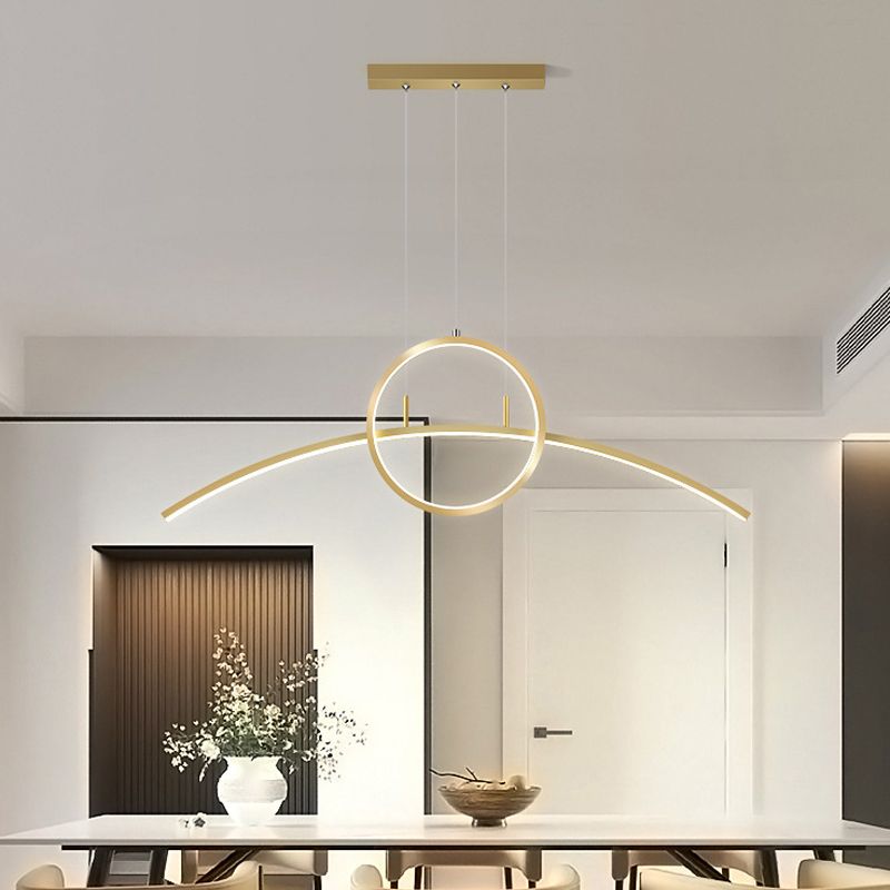 2 Lights Geometric Pendant Lighting Modern Metal Island Lighting