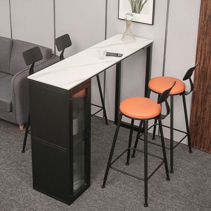 Modern Bistro Bar Table Sintered Stone Bar Table with Storage