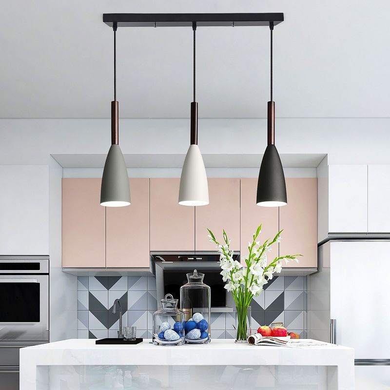 Modern 3-Light Island Pendant Lighting Cone Shade Ceiling Light for Dining Room