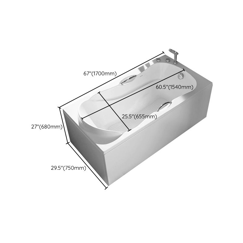 Acrylic Soaking Bathtub Antique Finish Rectangular Bathtub (Board not Included)