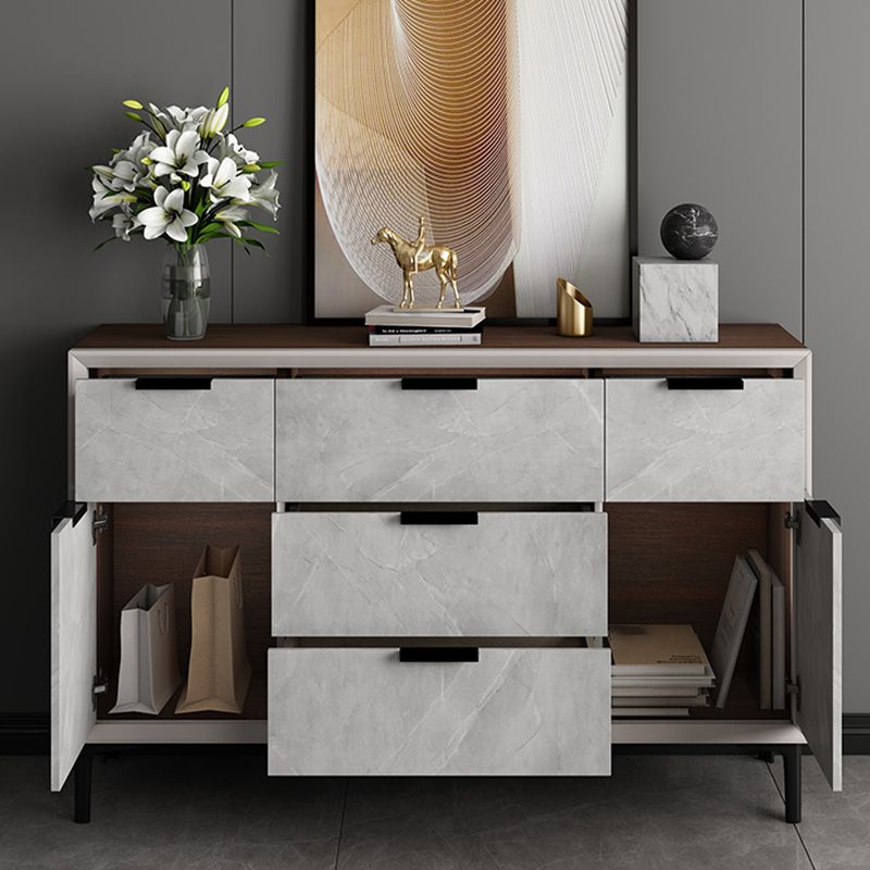 33.46"Tall Grey Accent Chest, Wooden Rectangle Cabinet with Drawers
