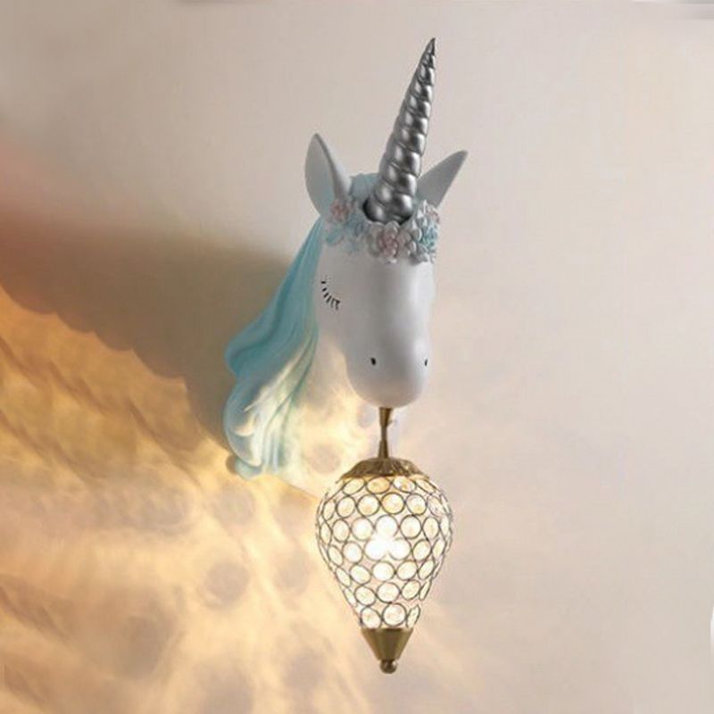 Applexion murale en forme de licorne en forme de luminaire mural en verre