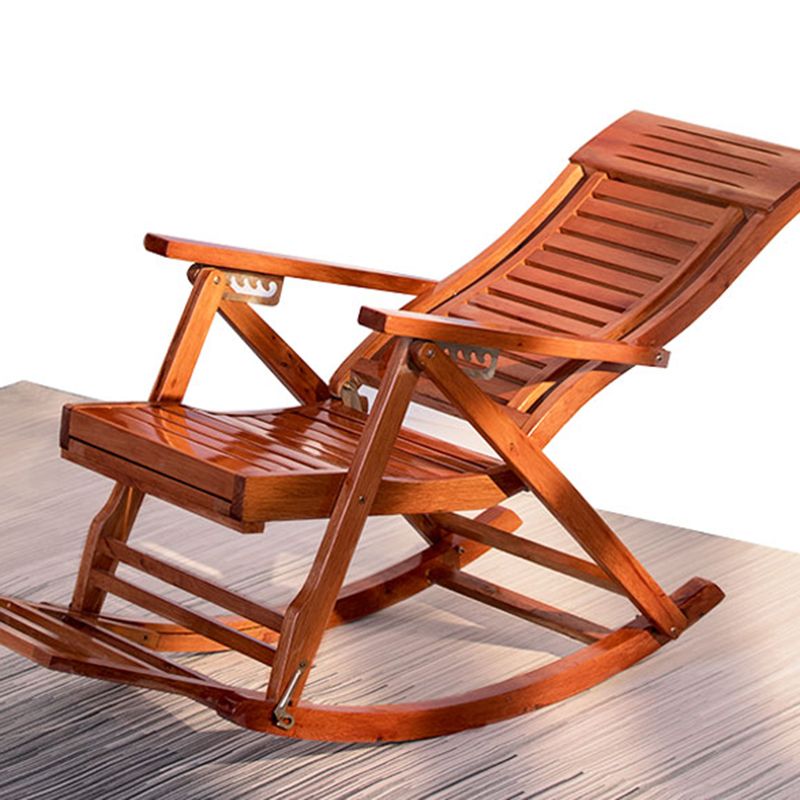 Traditional Rocking Chair Solid Wood Frame Slatted Backrest Indoor Rocking Chair