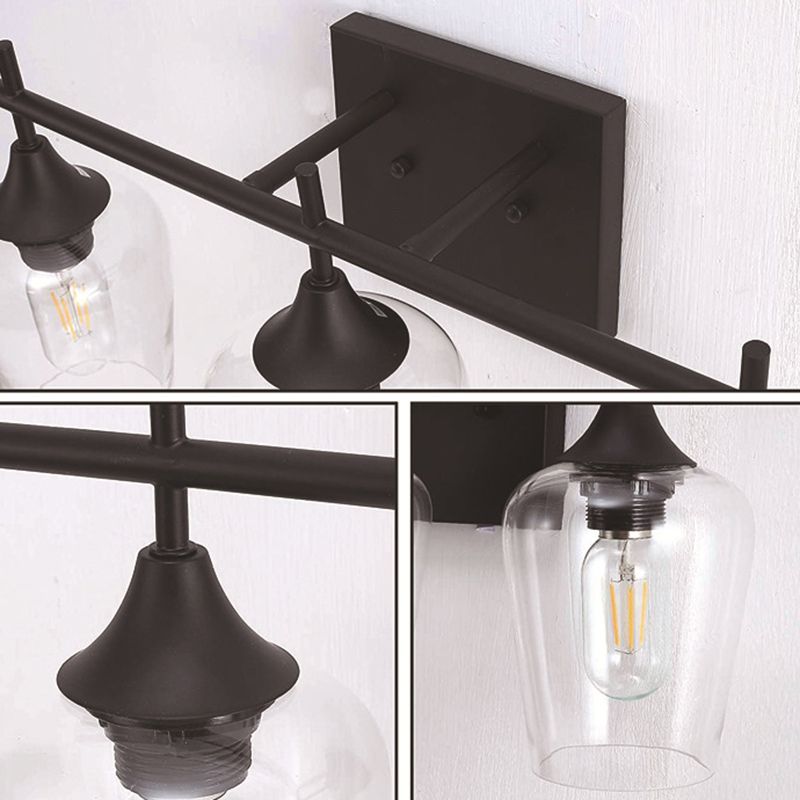 Transparente Glasbecherform Eitelkeitsspiegel Lichter Industriestil Eitelkeitsvorrichtungen für Badezimmer