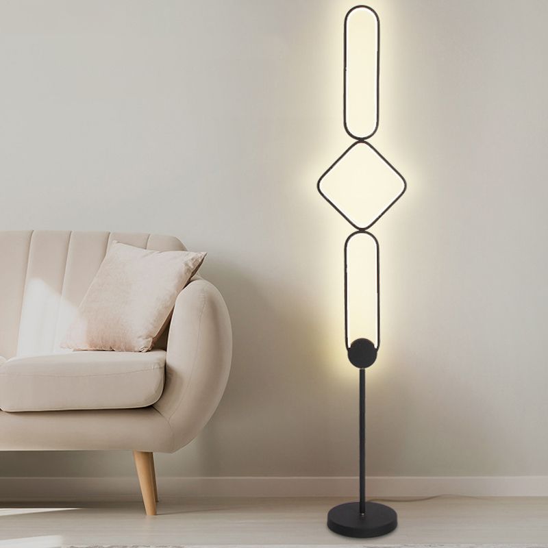 Geometrical Linear Floor Light Artistic Metal Bedroom Standing Light