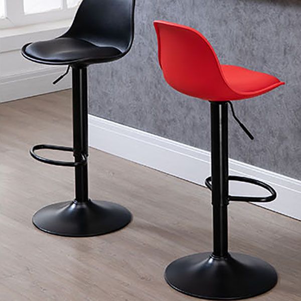 Contemporary Metal Barstool Low Back Faux Leather Cushion Footrest Stool
