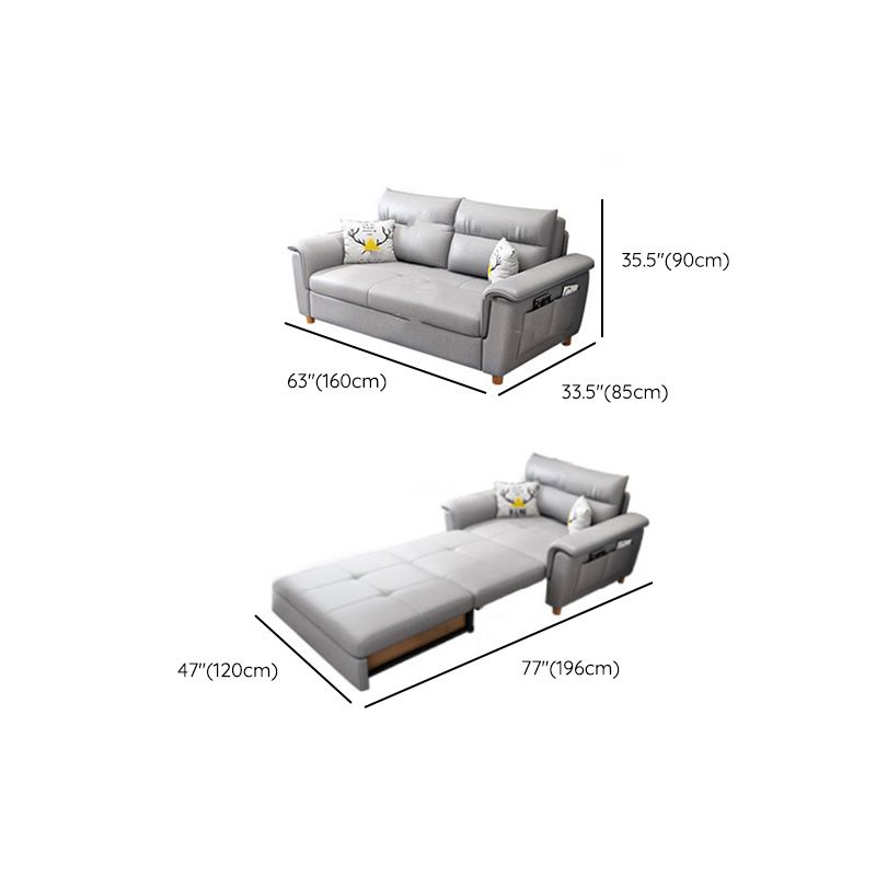 Flared Arms Sleeper Sofa Faux Leather Upholstered Futon Sleeper Sofa