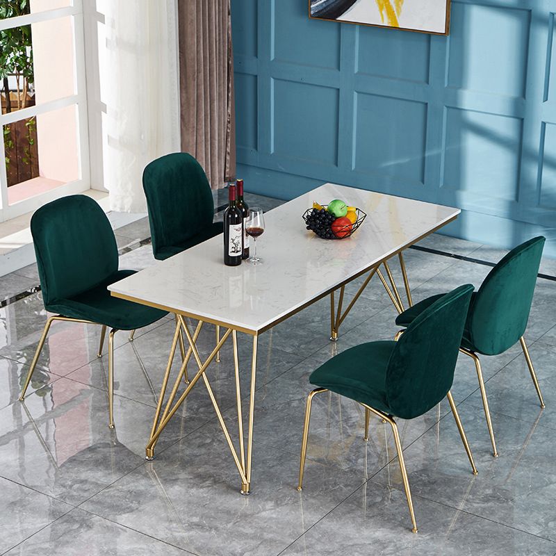 Traditional Luxury Dining Table White in Marble Rectangle Dining Table for Kitchen