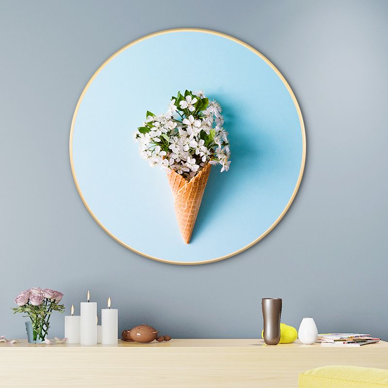 Blue Nordic Style Painting Botanical Canvas for Bathroom, Multiple Sizes Available