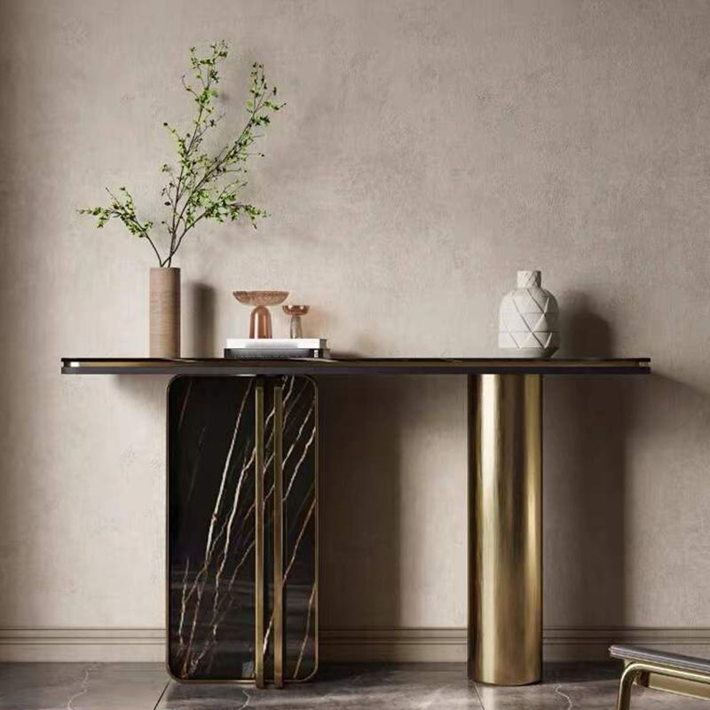 Glam Iron Console Accent Table Scratch Resistant with 2 Legs for Hall