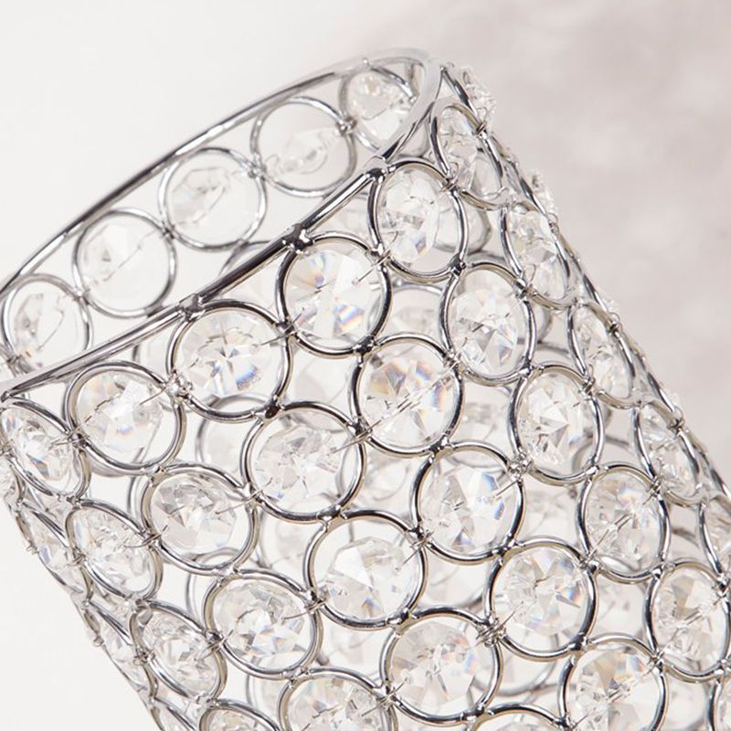 Crystal Pole Shaped Night Light Minimalist Single Chrome Finish Table Lamp for Bedroom