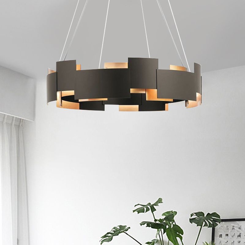 Piegatura ovale Sospensione Sospensione Iron Iron 8 Bulbi lampadario in stile moderno in nero e oro interno