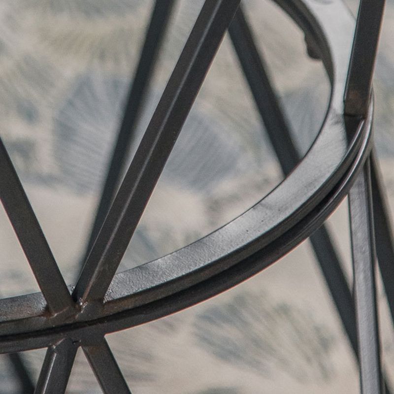 Round Tray Top Side Table Rustic Wood and Metal Side End Snack Table