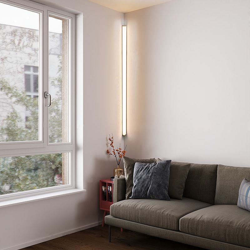 Modern Style Linear Shade Wall Sconce Metal 1 Light Wall Mounted Lighting in White