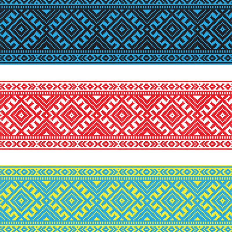 Boho Chic Seamless Belt Mural Wallpaper for Living Room Customized Wall Decor in Red-Blue-Green
