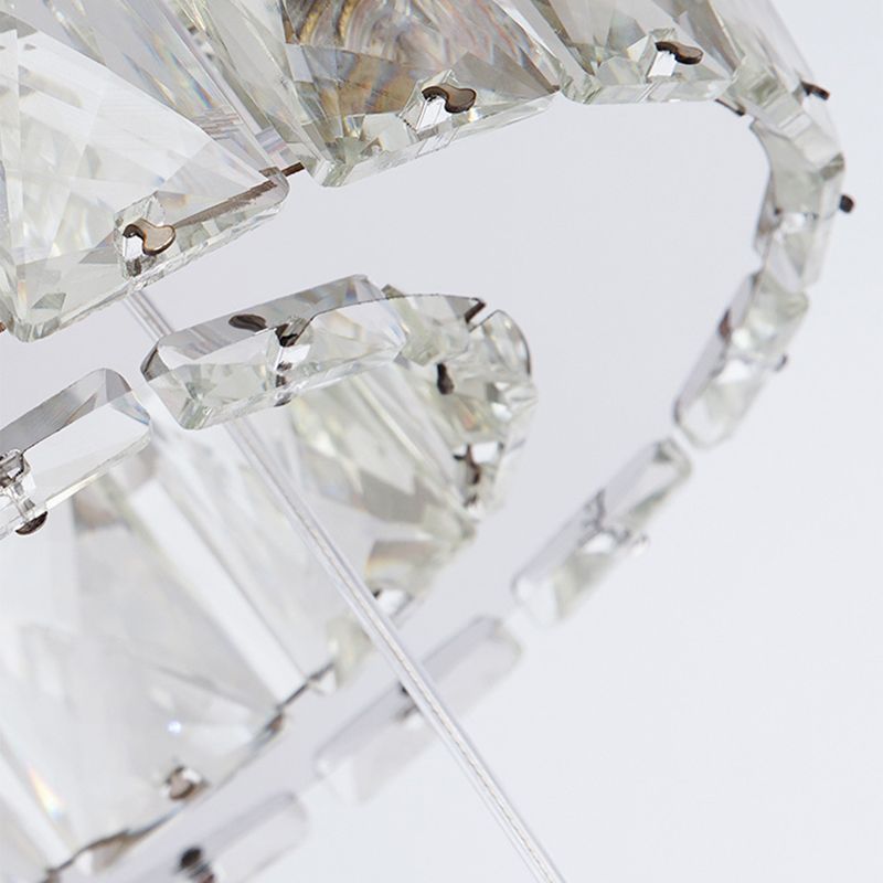 Crystal Circle Hanging Light Contemporary Kitchen Island Lighting for Dining Room