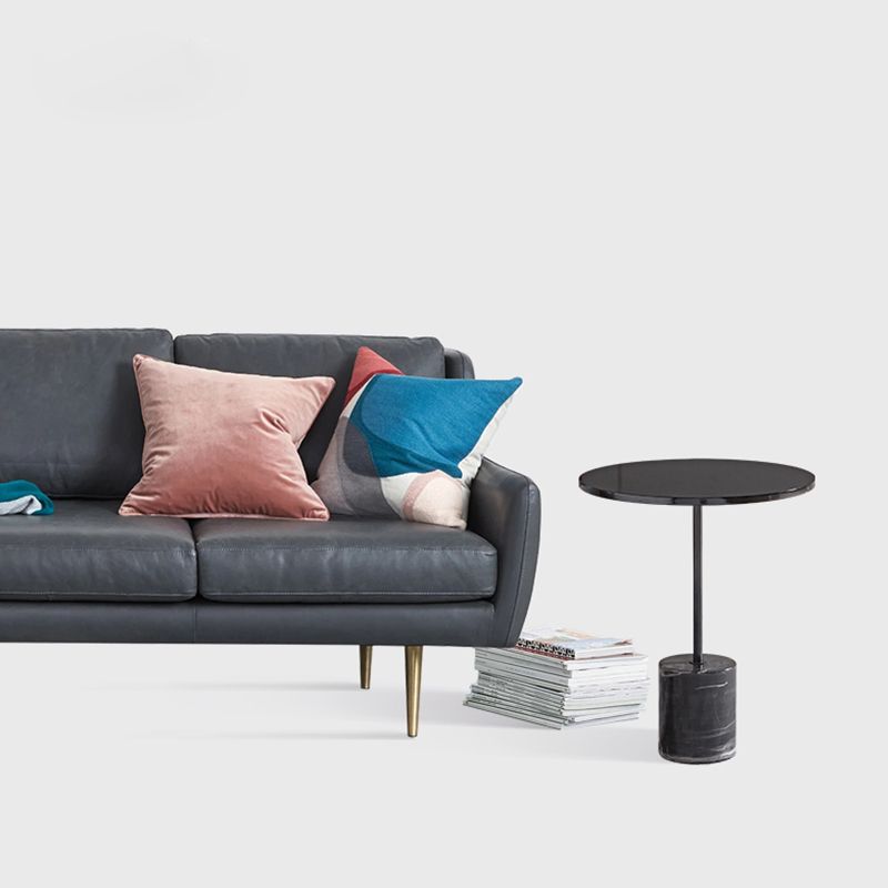 Black Pedestal End Slide Table Round Corner Table for Living Room