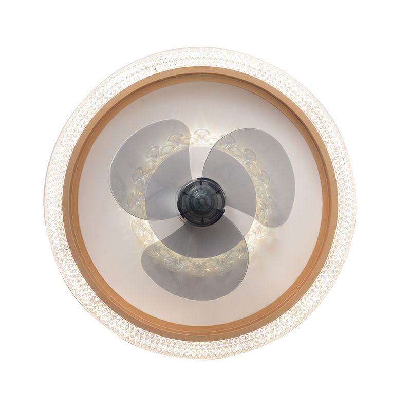 2-Lights Modern Round Fan Light Metal Colorful LED Flush Mount Light for Bedroom