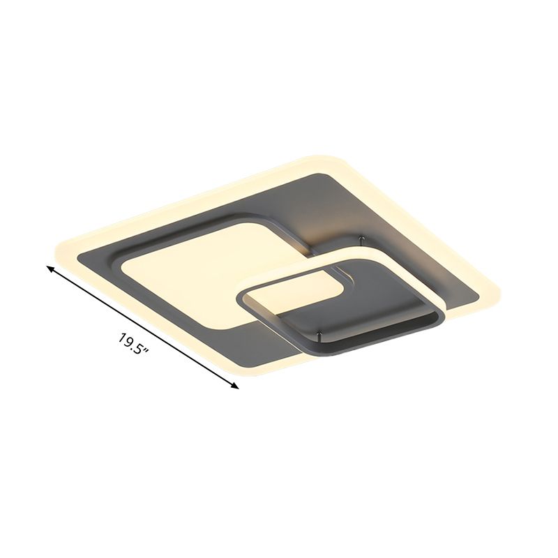 16 "/19.5" breite quadratische Deckenmontage Leuchtmittel zeitgenössische Acryl Grau LED Flush Mount in Warm/Weißes Licht