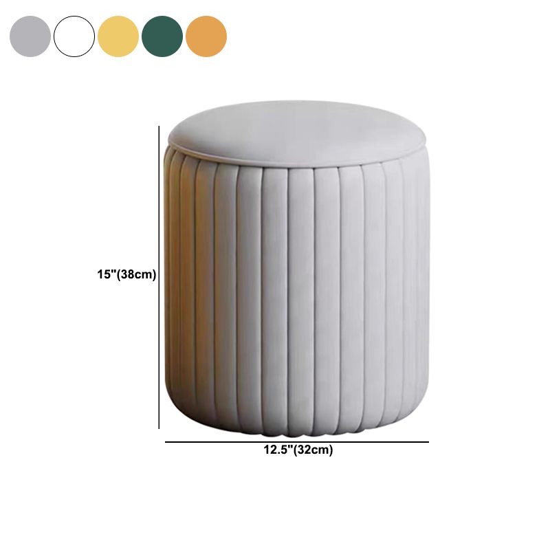 Faux Leather Pouf Cylinder Solid Water Resistant Modern Standard Ottoman