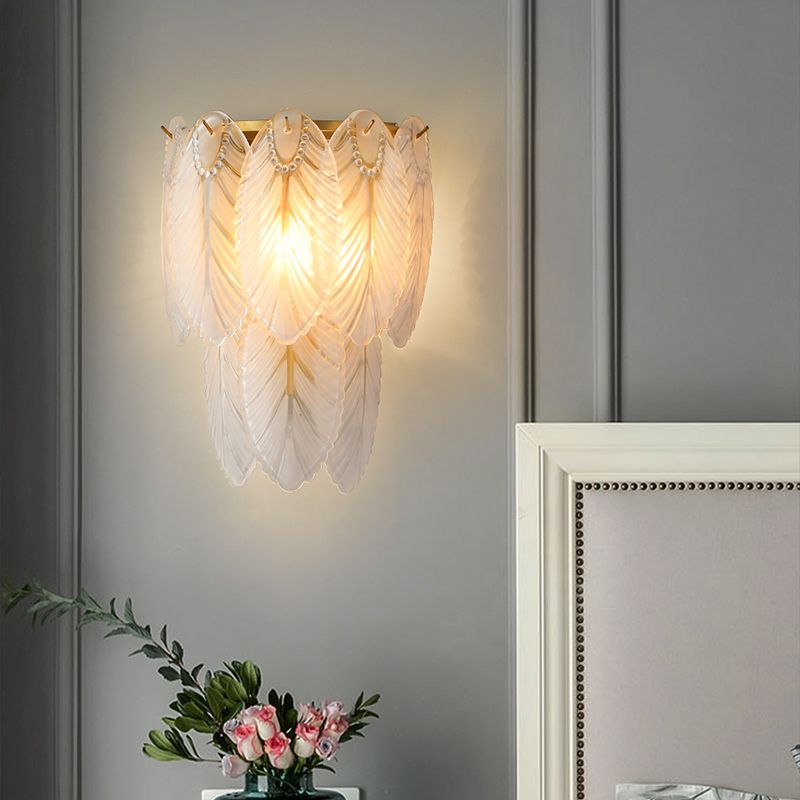 Modern Luxury Style Feather-shaped Wall Sconce Glass Sconces for Living Room