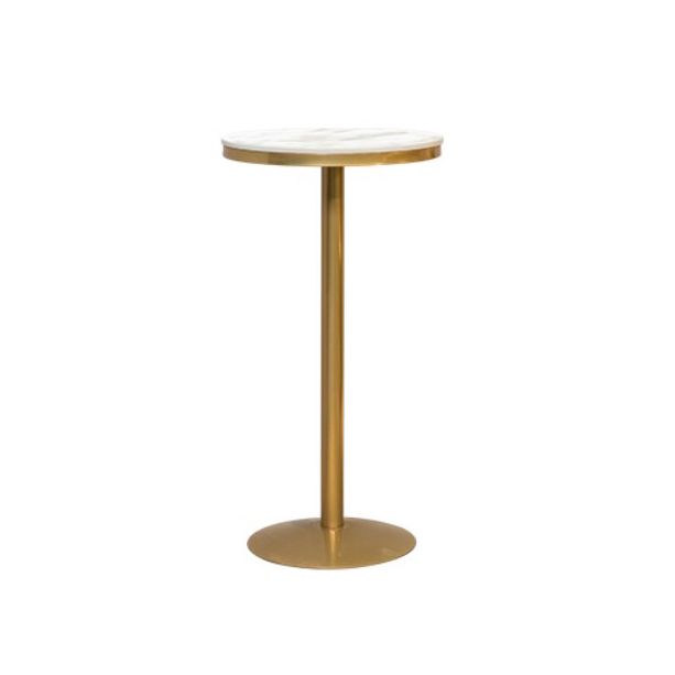 Artificial Marble Bar Table Glam Style Gold Base Bistro Table for Coffee Shop