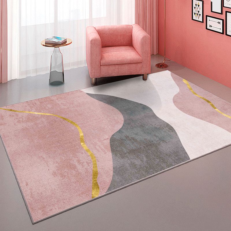 Modern Color-Blocking Geometric Rug Multicolor Polypropylene Rug Machine Washable Non-Slip Pet Friendly Area Rug for Room