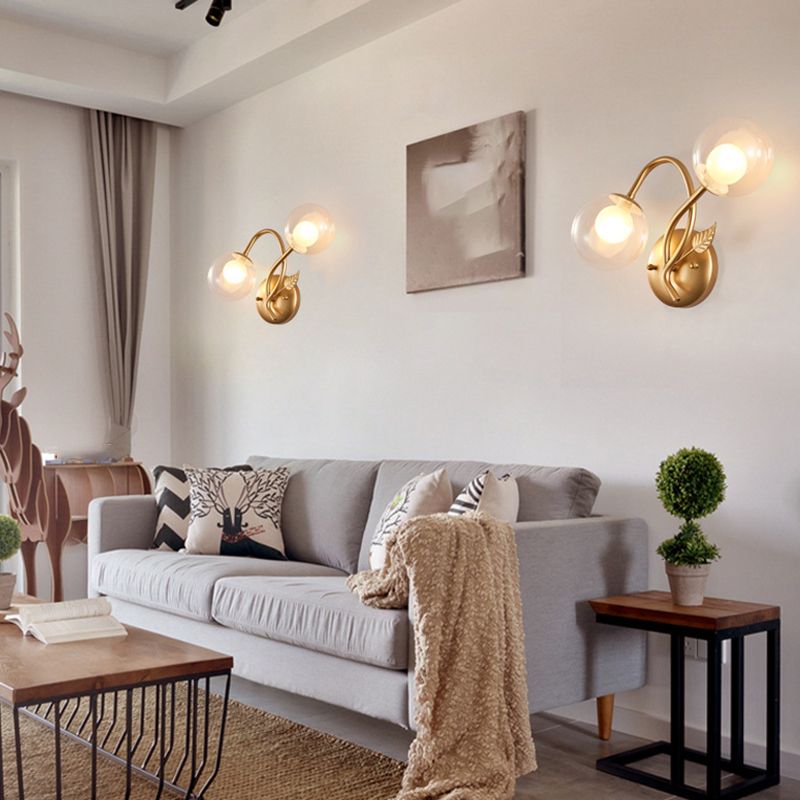 Industrial Style Ball Wall Sconce Glass 2 Light Sconces for Dining Room