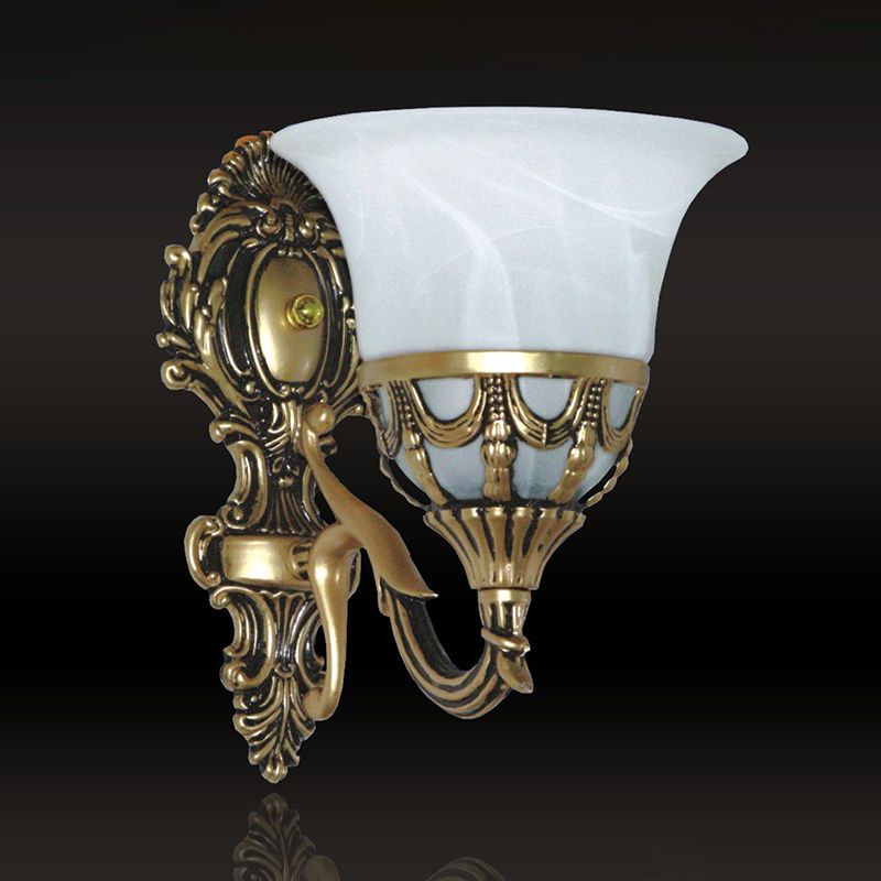 Albâtre en verre bronze lampe de lampe murale 1 lumière de style antique