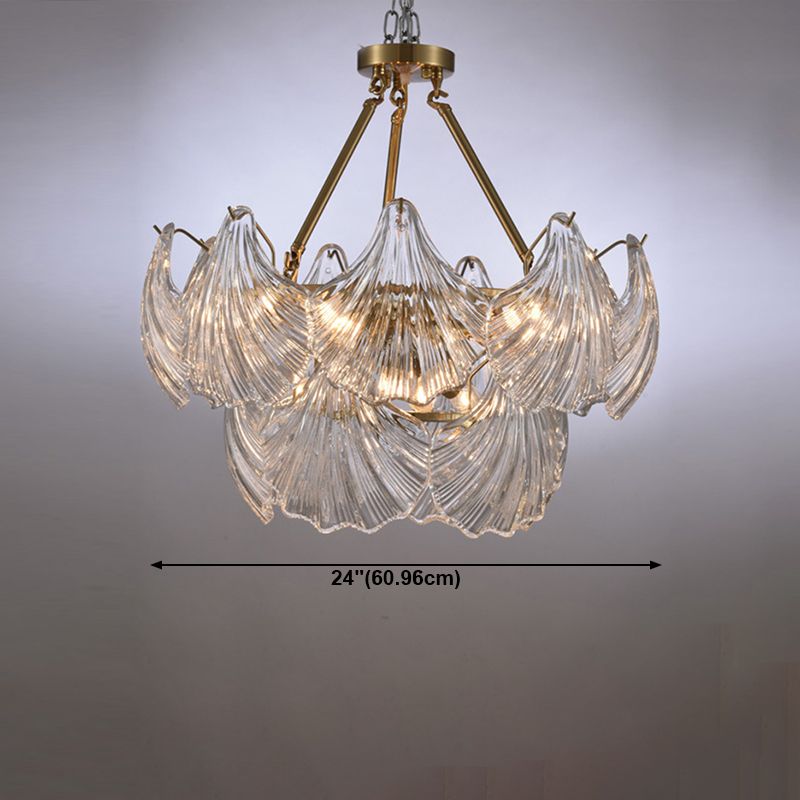 Modern Style Glass Chandelier Shell Shape Hanging Lamp for Bar Restaurant
