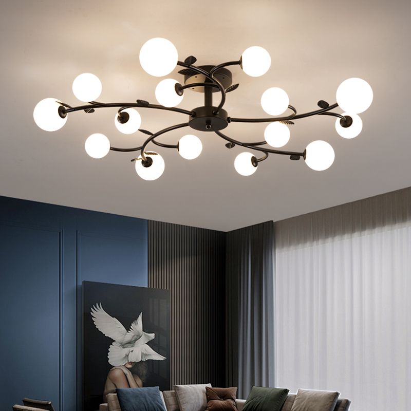 Industrial Flush Mount Ceiling Light Spherical Glass Starburst Flush Mount Light for Living Room