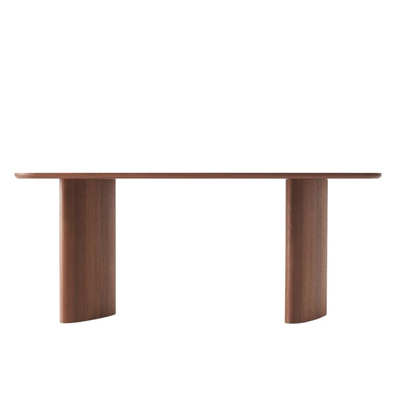 Medieval Modern Pine Wood Table Rectangular Wood Table with Double Pedestal